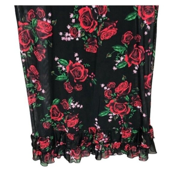 Divided H&M Babydoll Dress 10 Romantic Rose Floral Peplum Ruffle Sheer Coquette - Picture 4 of 7